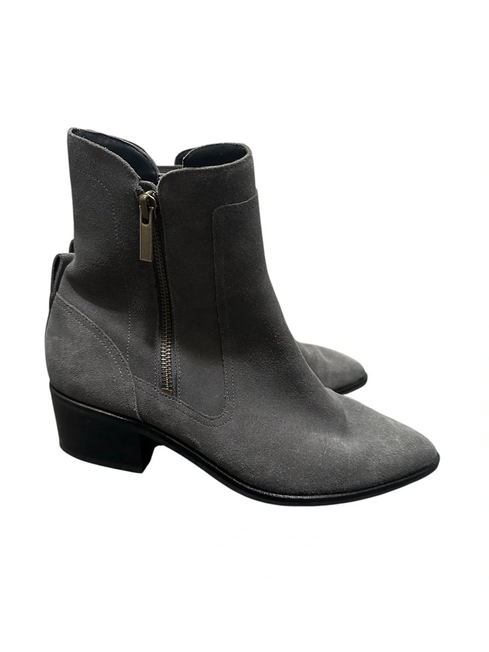 Cole Haan Grand 360 Gray Faux Suede Ankle Boots Size 8B Side Zip Booties